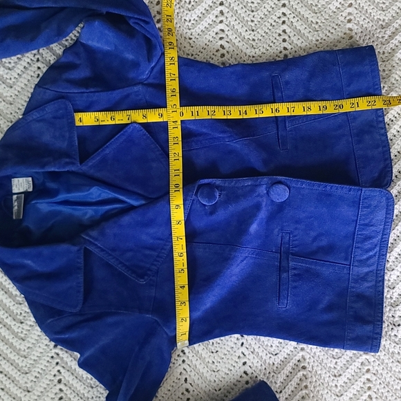 Blue genuine suede leather Chico's jacket small - Picture 3 of 7